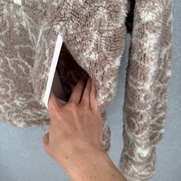 PrAna Womens Polar Escape Half-Zip Pullover Size M Brown Floral Fleece Sherpa - Picture 5 of 13